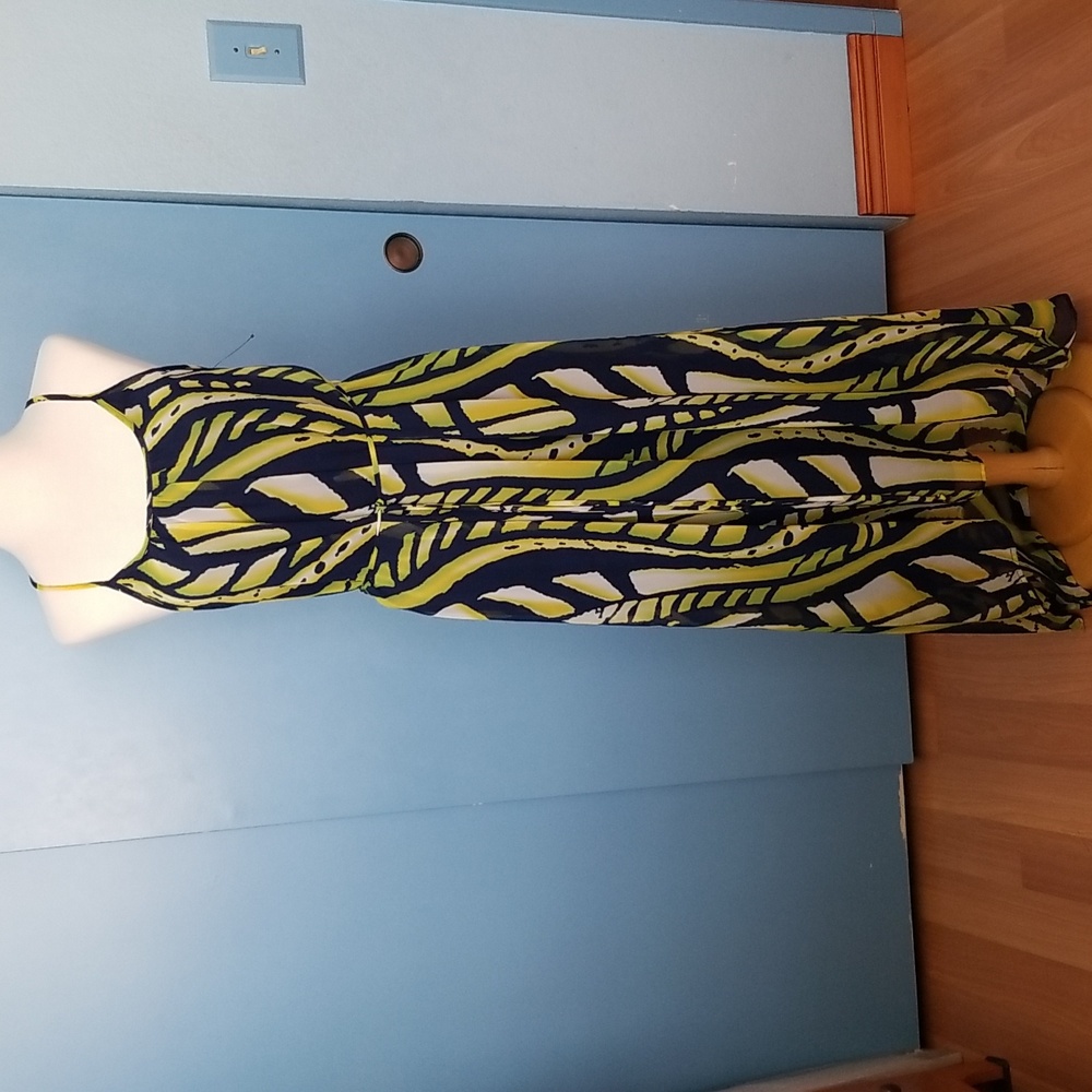Ezra Hi-Low Chiffon Maxi Dress Spaghetti Straps Size M